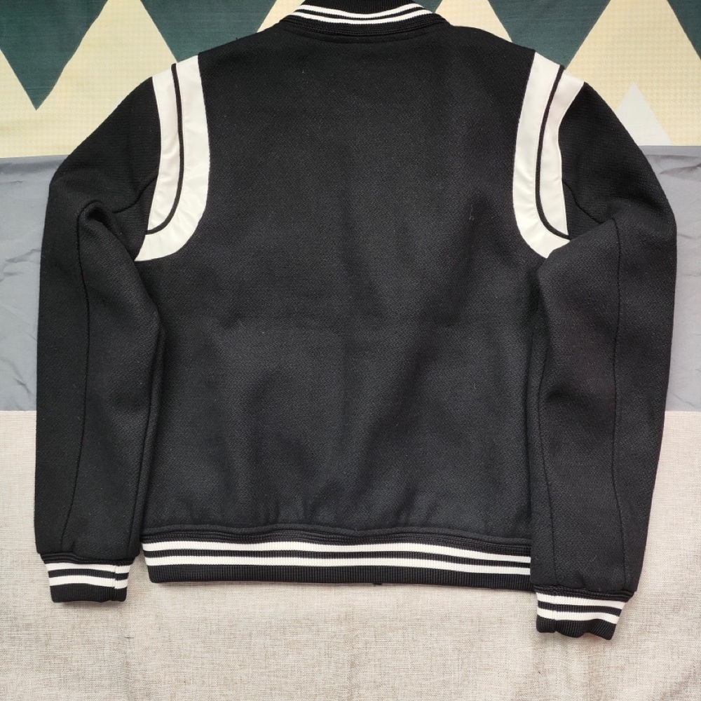 Saint Laurent Black varsity jacket with white trim - Picture 2 of 8